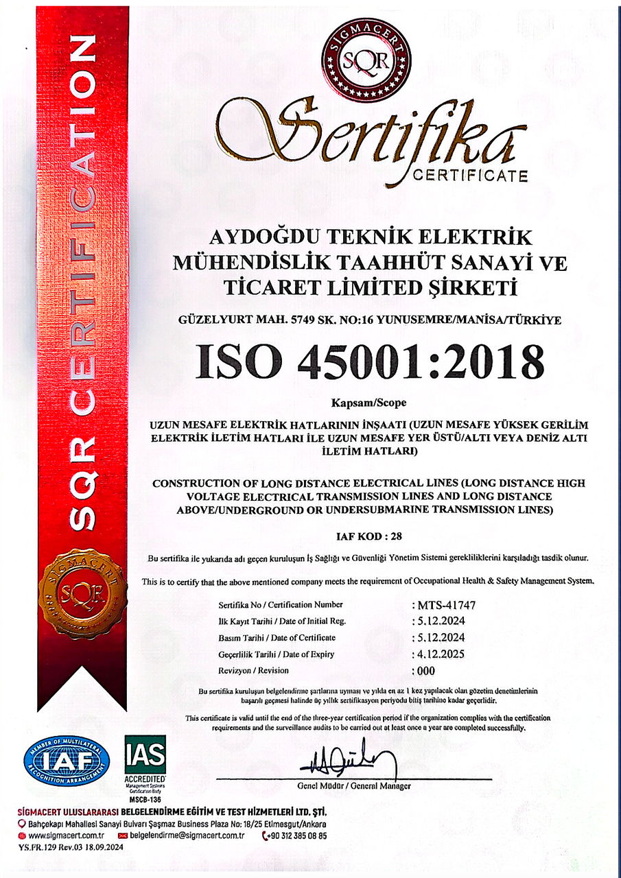 ISO 45001 Sertifikası