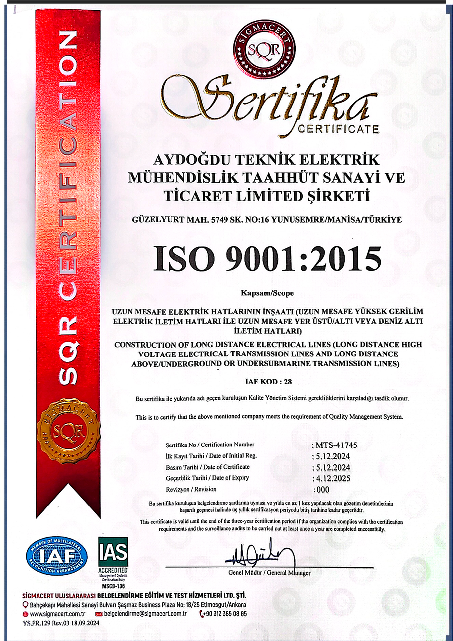 ISO 9001 Sertifikası